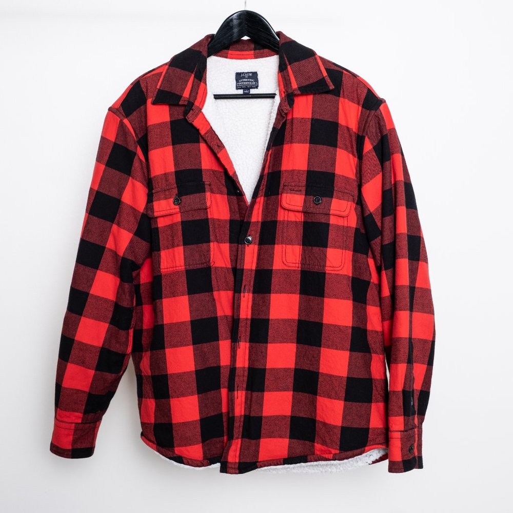 J. Crew Sherpa Lined Flannel Shirt Jacket